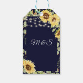 Blue Sunflower Eucalyptus String Lights Wedding Cadeaulabel (Achterkant)