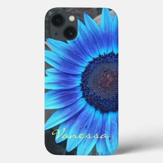 Blue Sunflower iPhone case *personalize* (Achterkant)
