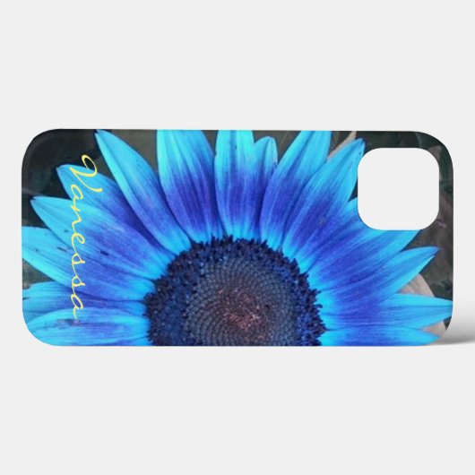 Blue Sunflower iPhone case *personalize* (Achterkant (horizontaal))