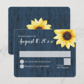 Blue Sunflower Rustic Barn Wood Wedding Response Kaart (Voorkant / Achterkant)
