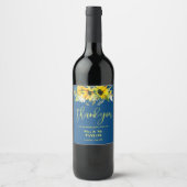 Blue Sunflower Weddenlabel Wijn Etiket (Voorkant)