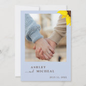 Blue  Sunflower Wedding Invitation With Photo Kaart (Achterkant)