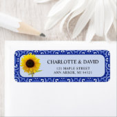 Blue Sunflower Wedding Return-adres Etiket (Insitu)
