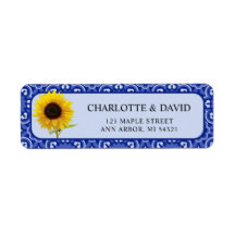 Blue  Sunflower Wedding Return-adres