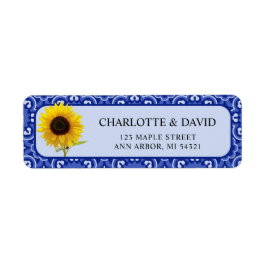 Blue  Sunflower Wedding Return-adres Etiket