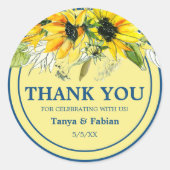 Blue Sunflower Wedding Ronde Sticker (Voorkant)