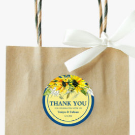 Blue Sunflower Wedding Ronde Sticker