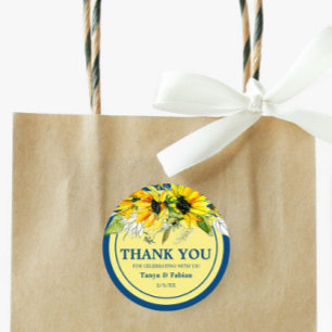 Blue Sunflower Wedding Ronde Sticker