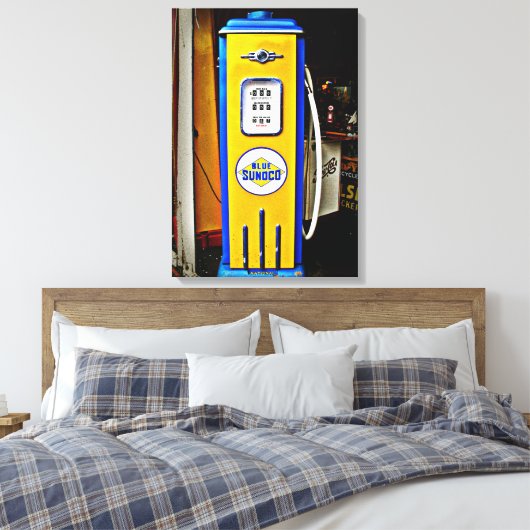 Blue Sunoco -gaspomp Canvas Afdruk (Insitu (Slaapkamer))