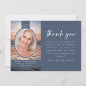 Blue Sunrise Photo Funeral Memorial Bedankkaart (Voorkant)