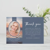 Blue Sunrise Photo Funeral Memorial Bedankkaart (Staand voorkant)