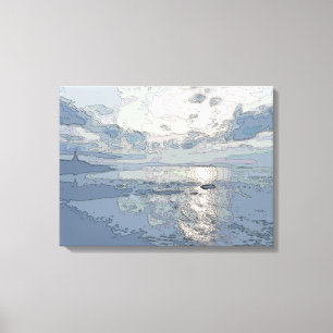 BLUE SUNSET CANVAS AFDRUK