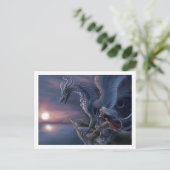 Blue Sunset Dragon Briefkaart | betoverende fantas
