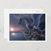 Blue Sunset Dragon Briefkaart | betoverende fantas