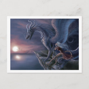 Blue Sunset Dragon Briefkaart betoverende fantas