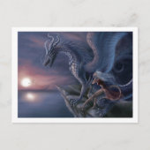 Blue Sunset Dragon Briefkaart | betoverende fantas (Voorkant)