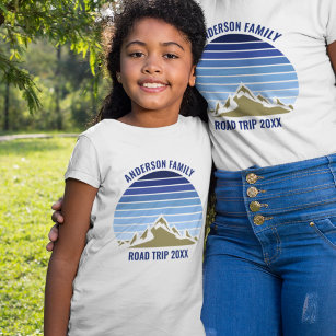 Blue Sunset Mountain Custom Family Reunion Kinder T-shirt