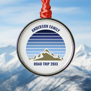 Blue Sunset Mountain Custom Family Reunion Trip Metalen Ornament