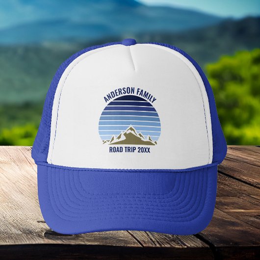 Blue Sunset Mountain Custom Family Reunion Trip Trucker Pet