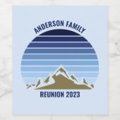 Blue Sunset Mountain Custom Family Reunion Wijn Etiket (Enkel label)