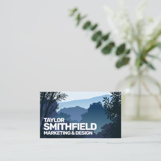 Blue Sunset Mountain Range Adventure Visitekaartje (Staand voorkant)