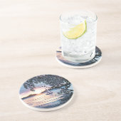 Blue Sunset Over Lake Sailboat Onderzetter (Zijkant)