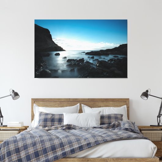 Blue Sunset Premium Wrapped Triptych Canvas (Insitu (Slaapkamer))