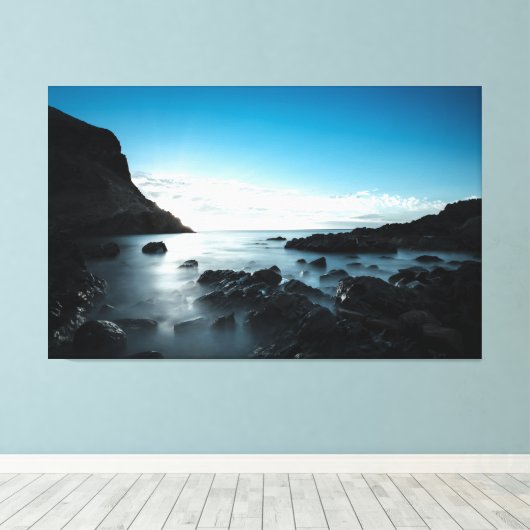 Blue Sunset Premium Wrapped Triptych Canvas (Insitu (Houten vloer))