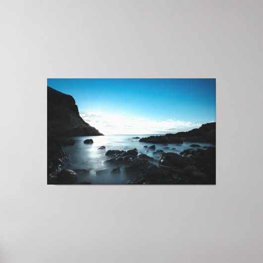 Blue Sunset Premium Wrapped Triptych Canvas Afdruk (Voorkant)
