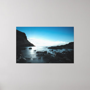 Blue Sunset Premium Wrapped Triptych Canvas Afdruk
