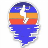 Blue Sunset Skateboard 4" Kiss Cut Vinyl Sticker (Voorkant)
