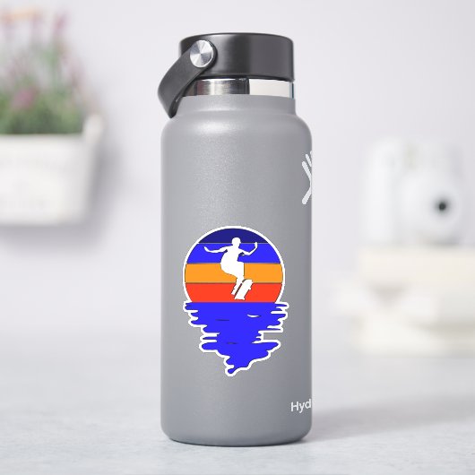 Blue Sunset Skateboard 4" Kiss Cut Vinyl Sticker (HydroFlask)