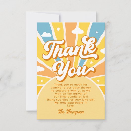 Blue Sunshine Baby shower Bedankkaart (Voorkant)