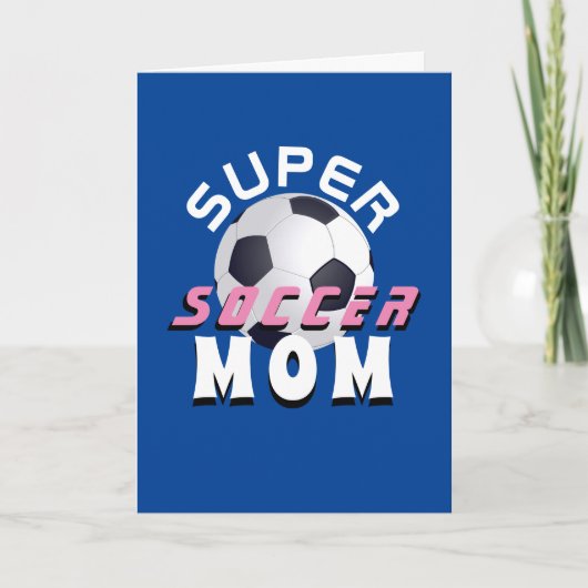 Blue Super Soccer Mam Football Sport Moederdag Kaart (Voorkant)