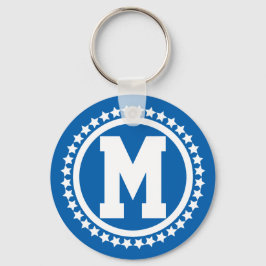 Blue Super Star Monogrammed Sleutelhanger