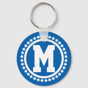 Blue Super Star Monogrammed Sleutelhanger
