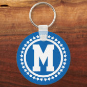 Blue Super Star Monogrammed Sleutelhanger (Voorkant)
