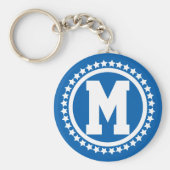 Blue Super Star Monogrammed Sleutelhanger (Voorkant)