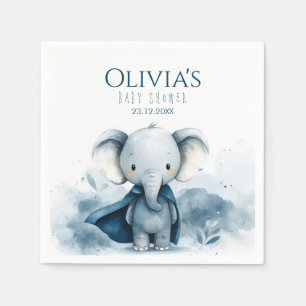 Blue Superhero Elephant Baby shower Papier Servet