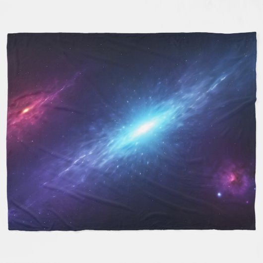 Blue Supernova Nebula Cosmic Deep Space Fleece Deken (Voorkant (Horizontaal))