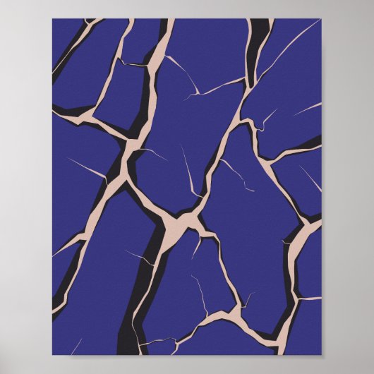 Blue Surface with Deep Cracks Poster (Voorkant)