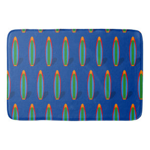 Blue Surfboard Design Bath Mat