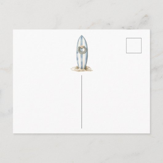 Blue Surfboard Kerstmis Verhuisaankondiging Aankondigingskaart (Achterkant)