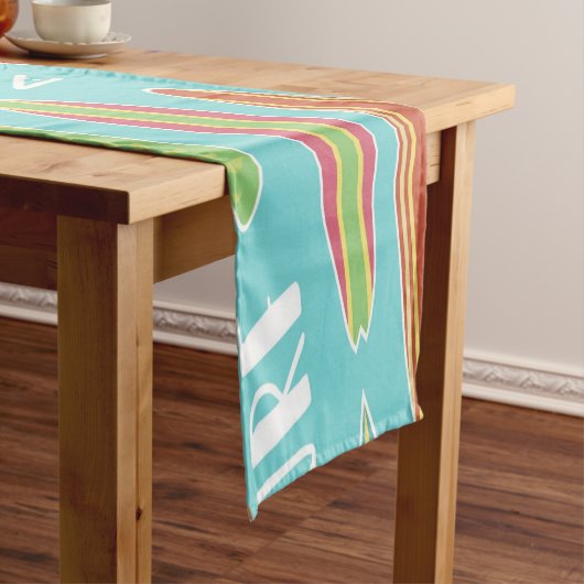 Blue Surfboard Table Runner Korte Tafelloper (Voorbeeld)