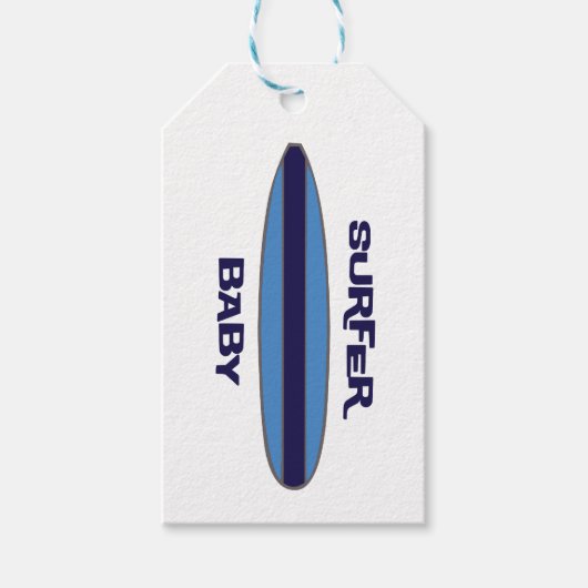 Blue Surfer Baby Cadeaulabel (Voorkant)