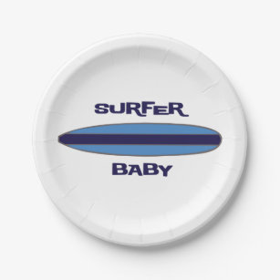 Blue Surfer Baby Papieren Bordje