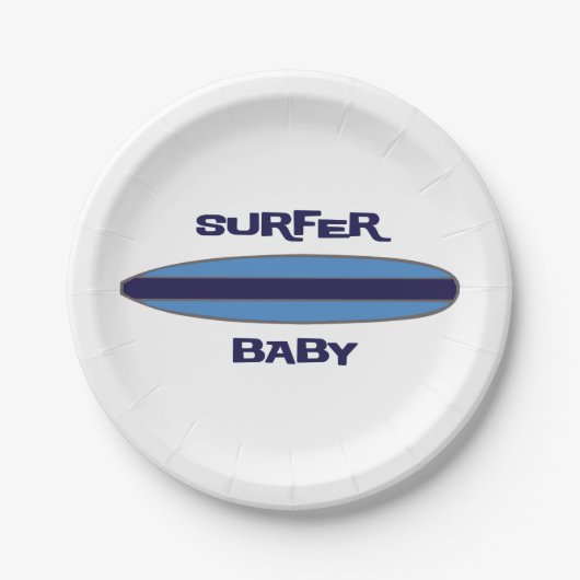 Blue Surfer Baby Papieren Bordje (Voorkant)