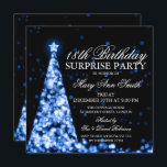Blue Surprise 18th Birthday kerstlampjes Kaart<br><div class="desc">Elegant Surprise 18th Birthday Party-uitnodigingsontwerp met het blauwe kerstboomlampje,  aangepaste naam en datum en aanvullende tekst. Eenvoudig te gebruiken en eenvoudig aan te passen.</div>