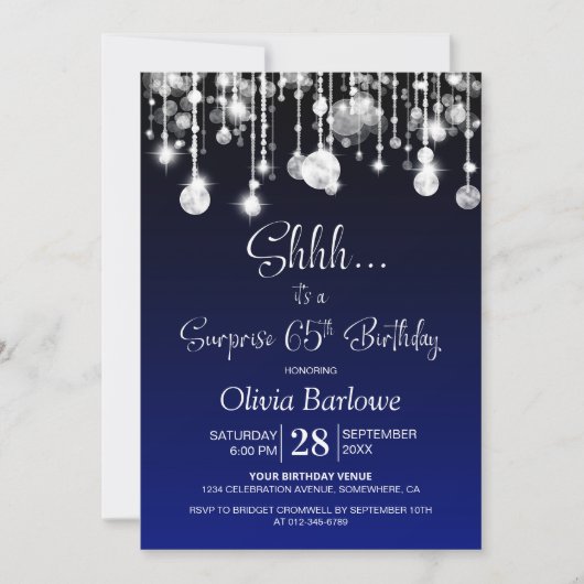 Blue Surprise 65ste verjaardagsfeest Kaart (Voorkant)