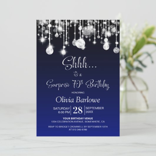 Blue Surprise 70ste verjaardagsfeestje Kaart (Staand voorkant)